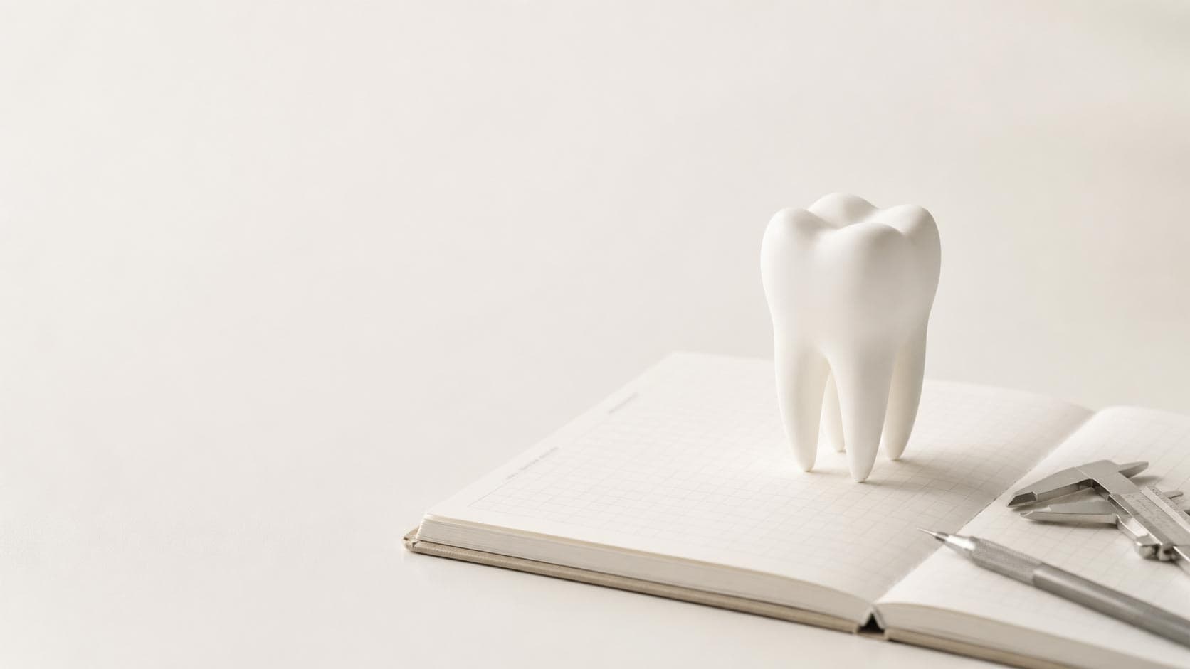 Dental student studying with flashcard app on iPhone alongside dental textbooks and anatomical models