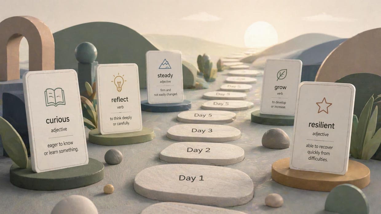 Student studying for the GRE with flashcards on an iPhone, vocabulary words and math formulas visible on screen